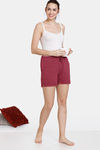 Zivame Cozy Heathers Knit Poly Shorts - Grey Red — thumbnail 4